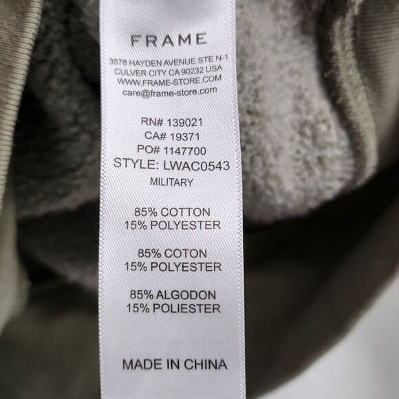 Frame Sweater Womens Large Military Green Shoulder Detail Half Zip Sweatshirt - Picture 7 of 10